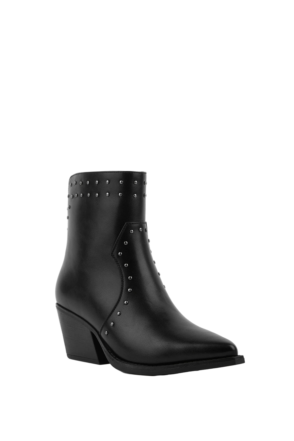 BOTÍN COWBOY NEGRO DE MUJER CON TACÓN Y TACHAS | 2640 PU NEGRO