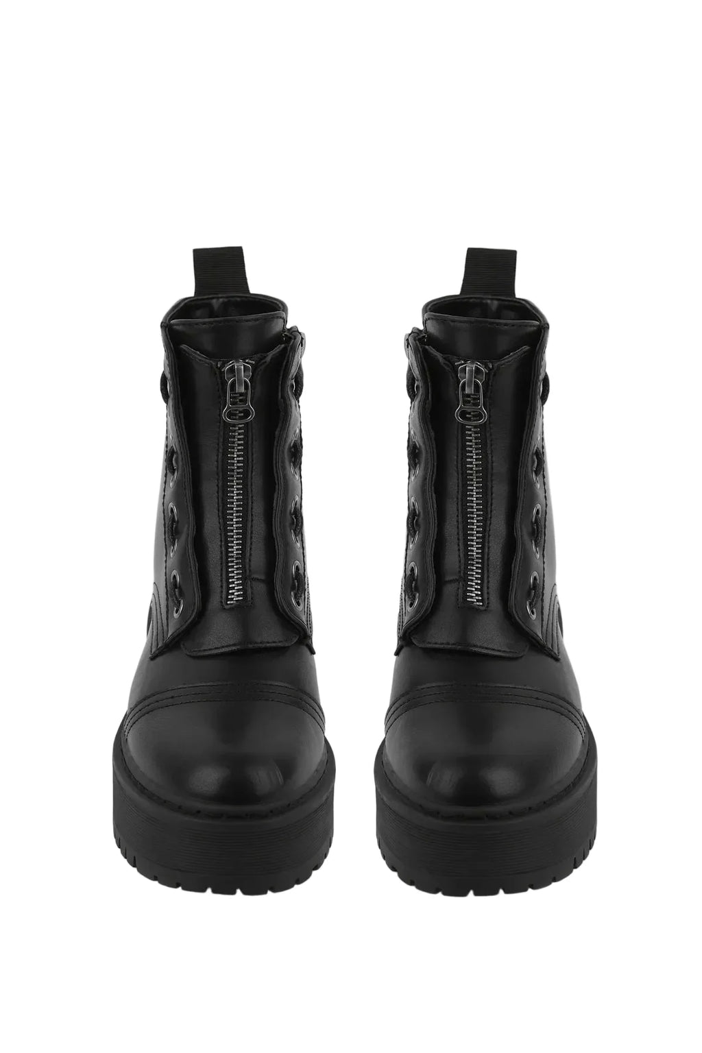 BOTÍN MILITAR NEGRO DE MUJER CON CREMALLERA CENTRAL | 1001 PU NEGRO