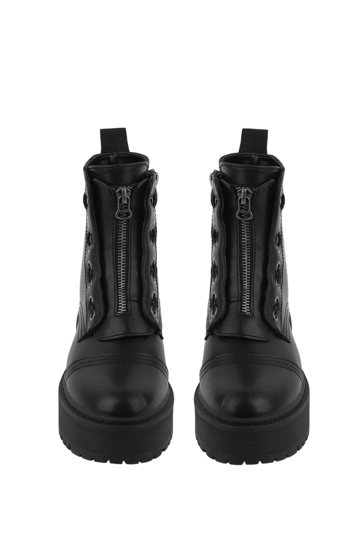 BOTÍN MILITAR NEGRO DE MUJER CON CREMALLERA CENTRAL | 1001 PU NEGRO