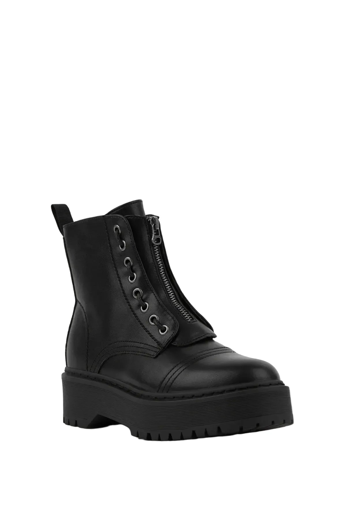 BOTÍN MILITAR NEGRO DE MUJER CON CREMALLERA CENTRAL | 1001 PU NEGRO