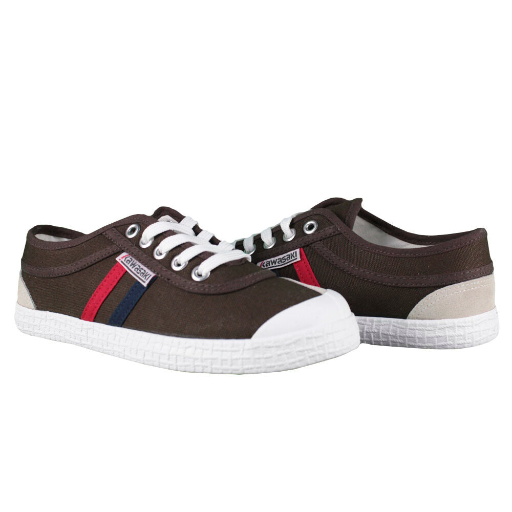 Chaussures rétro Kawasaki en toile K192496 5045, marron chocolat