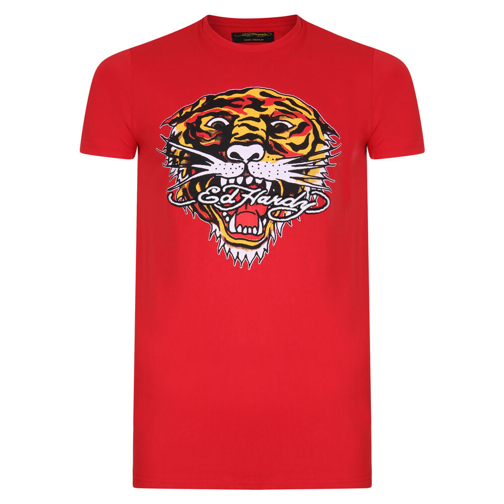 Ed Hardy Tiger Mouth Graphic T-Shirt Red